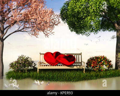 Valentin 3D View pour l'Amour et romance Banque D'Images