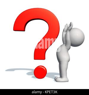 Point d'interrogation rouge et homme 3D Banque D'Images