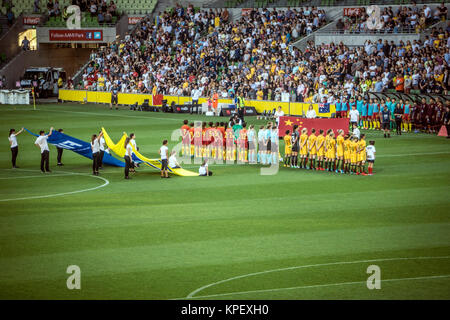 L'ouverture d'un match de football amical international Australie contre la Chine, 22 novembre 2018. Banque D'Images