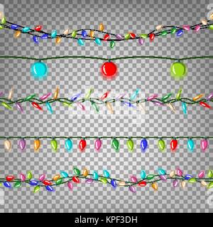 Les lumières de Noël vecteur transparente. Télévision couleur des ampoules de Noël. Les chaînes légères. Isolé sur fond transparent Illustration Illustration de Vecteur