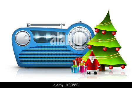 Radio à l'ancienne sur le fond blanc. Conception informatique, 2D Banque D'Images