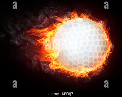 Balle de golf sur le feu. 2D graphiques. La conception par ordinateur. Banque D'Images