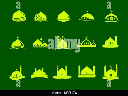 Un pack de mosquée islamique Logos, Icônes, symboles, insignes Illustration de Vecteur