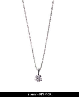 Solitaire Diamant collier pendentif sur une chaîne Banque D'Images