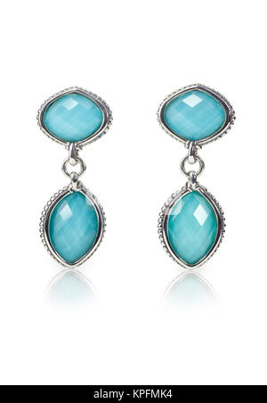 Gemstone Blue Boucles d coupe de coussin Banque D'Images