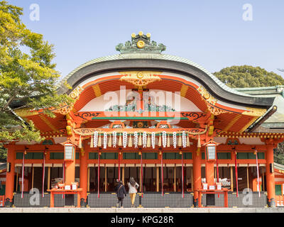 Vue d'un bâtiment de l'Fushimi Inari taisha à Kyoto, Japon Banque D'Images