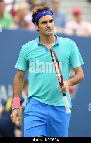 FLUSHING NY- 06 SEPTEMBRE : Roger Federer, jour 13 de l'US Open 2014 à l'USTA Billie Jean King National Tennis Center le 6 septembre 2014 dans le quartier de rinçage de la Queens Borough de New York City People : Roger Federer Banque D'Images