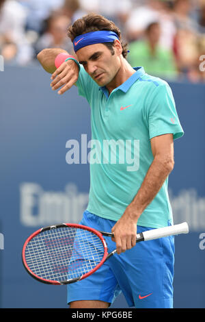 FLUSHING NY- 06 SEPTEMBRE : Roger Federer, jour 13 de l'US Open 2014 à l'USTA Billie Jean King National Tennis Center le 6 septembre 2014 dans le quartier de rinçage de la Queens Borough de New York City People : Roger Federer Banque D'Images