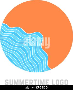 L'été simple avec logo blue waves Illustration de Vecteur
