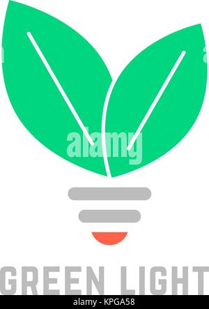 Feu vert aux leafs et l'ampoule Illustration de Vecteur