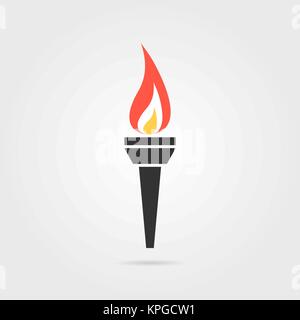 L'icône de la flamme olympique avec ombre Illustration de Vecteur