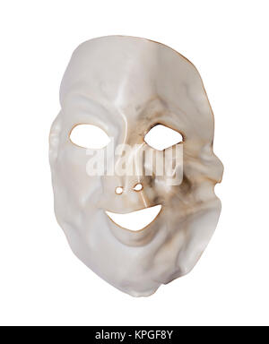 Masque déformé blanc isolated on white with clipping path Banque D'Images