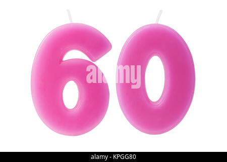 60e anniversaire bougies isolated Banque D'Images