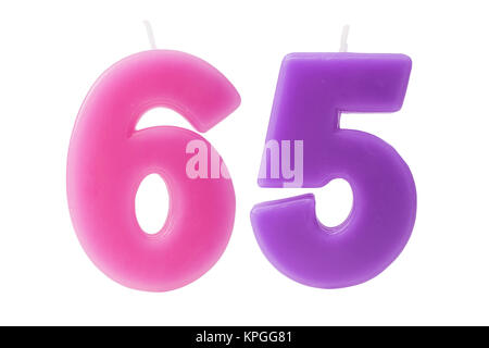 65e anniversaire bougies isolated Banque D'Images