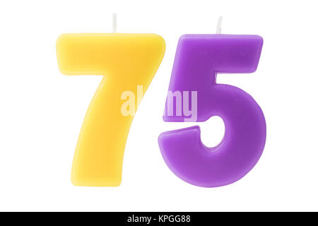 75e anniversaire bougies isolated Banque D'Images