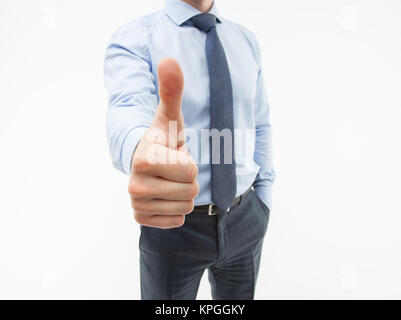 Méconnaissable businessman showing thumb up Banque D'Images