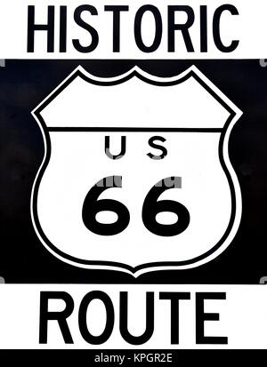 Vieille route historique 66 signe avec la légende US 66. Banque D'Images