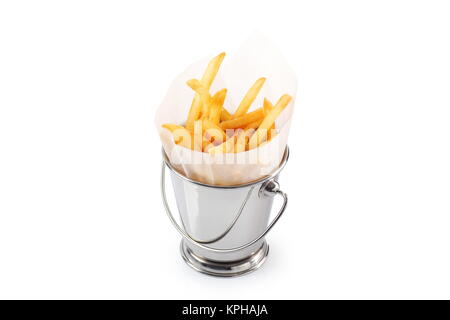 Frites dans un seau Banque D'Images