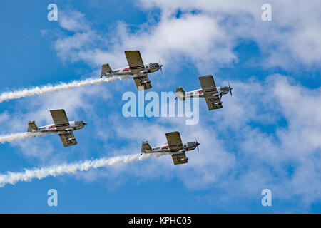 L'équipe de voltige des corbeaux photographiée au sud-est de l'Airshow, Herne Bay, Août 2017 Banque D'Images