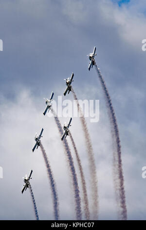 L'équipe de voltige des corbeaux photographiée au sud-est de l'Airshow, Herne Bay, Août 2017 Banque D'Images