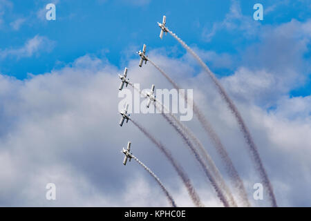 L'équipe de voltige des corbeaux photographiée au sud-est de l'Airshow, Herne Bay, Août 2017 Banque D'Images