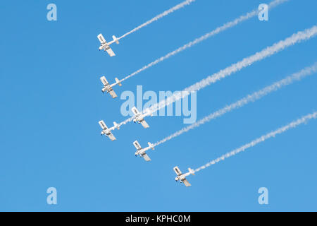 L'équipe de voltige des corbeaux photographiée au sud-est de l'Airshow, Herne Bay, Août 2017 Banque D'Images