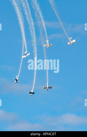 L'équipe de voltige des corbeaux photographiée au sud-est de l'Airshow, Herne Bay, Août 2017 Banque D'Images