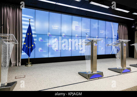 Bruxelles, Belgique, le 15 décembre 2017 : la salle de conférence au cours du sommet du Conseil européen Crédit : Dominika Zarzycka/Alamy Live News Banque D'Images