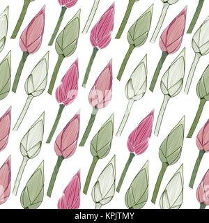 Simple motif floral. Lotus - dans la saison du printemps. Arrière-plan transparent. Texture sans fin. Thème de la nature. Peut être utilisé pour le papier peint, trames, Illustration de Vecteur