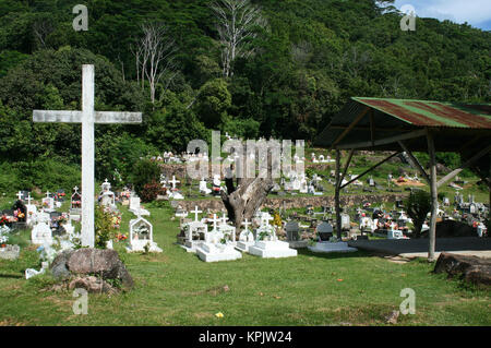 Cimetière/cimetière près de island bungalow, La Digue, Seychelles. Banque D'Images