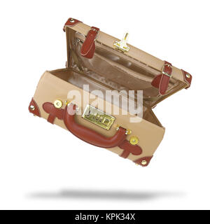 Ouvrir videz brown suitcase isolated on white Banque D'Images