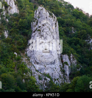 Rock sculpture de Decebalus ; Serbie Banque D'Images