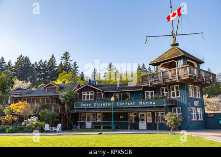 Le site du patrimoine attraction touristique Union Steamship Building à Snug Cove, Bowen Island accueillant les touristes comme ils viennent du ferry de Vancouv... Banque D'Images