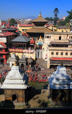 Temple de Pashupatinath est Nepals la plupart de culte sacré hindou et l'un des plus grands sites de Shiva, est situé sur les rives de la rivière Bagmati, dans la ville de Katmandou et est classé au Patrimoine Mondial de l'UNESCO. Banque D'Images