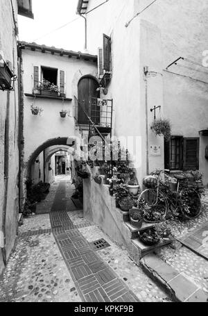 Castelnuovo di Farfa, Italie - une très petite ville médiévale dans la province de Rieti, région du Latium, en Italie centrale, avec l'agréable centre historique en pierre Banque D'Images