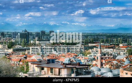 Plovdiv, Bulgarie, vue panoramique de Sahat Tepe Banque D'Images