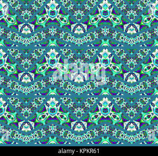 Abstract background transparent géométrique. Grand motif en zigzag vert foncé, avec divers éléments multicolores en violet, gris clair et turquoise. Banque D'Images