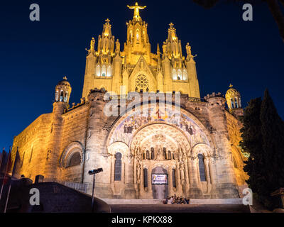 Barcelone, Espagne - 15 juillet 2016. Façade de l'église Tibidabo Banque D'Images