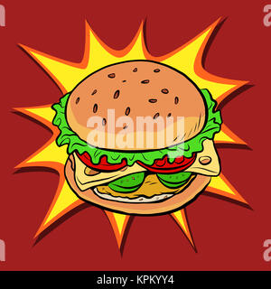 Fast food Burger pop art retro Banque D'Images