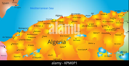 La carte de l'Algérie pays Banque D'Images