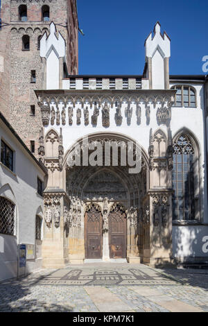 Le portail sud, datant de 1356, la cathédrale, l'Augsburg. Banque D'Images