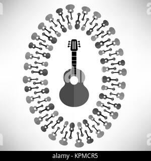 Silhouette de guitare acoustique Banque D'Images