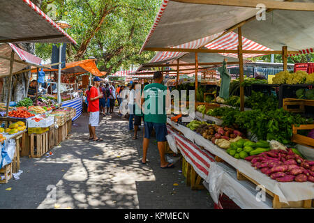 Assortiment de divers fruits et légumes dans un marché de rue à Rio de Janeiro, Brésil Banque D'Images