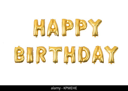 Joyeux Anniversaire Alphabet Anglais Du Jaune Golden Ballons Sur Fond Blanc Photo Stock Alamy