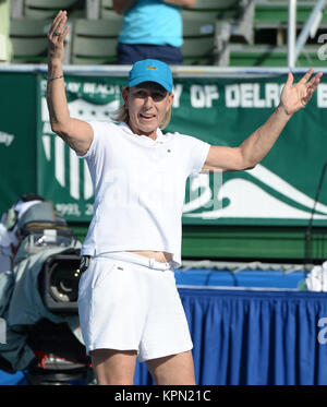 DELRAY Beach, FL - le 23 novembre : Martina Navratilova participe au 25e Congrès annuel Chris Evert/Pro-Celebrity Raymond James Tennis Classic à Delray Beach Tennis Center le 23 novembre 2014 à Delray Beach, Floride Personnes : Martina Navratilova Banque D'Images