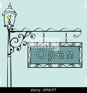 Open Text sur vintage street sign Banque D'Images