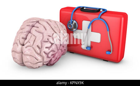 Cerveau et suitcase Banque D'Images