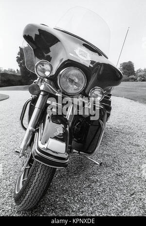 Peter de Savarys moto Harley Davidson. Des scènes de la Harley Davidson Road rally dans les motifs de Littlecote House, Berkshire, Angleterre le 30 septembre 1989 l'ion. La manifestation était organisée par Peter de Savary qui possédait la chambre à ce moment-là. Banque D'Images