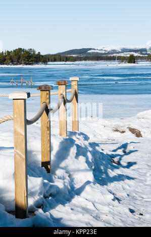 Dans Winterlanschaft Laponie bei Arjeplog dans Schweden suis Voir Sälla Banque D'Images
