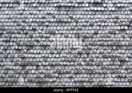 Vieux bois gris des bardeaux sur un mur Banque D'Images